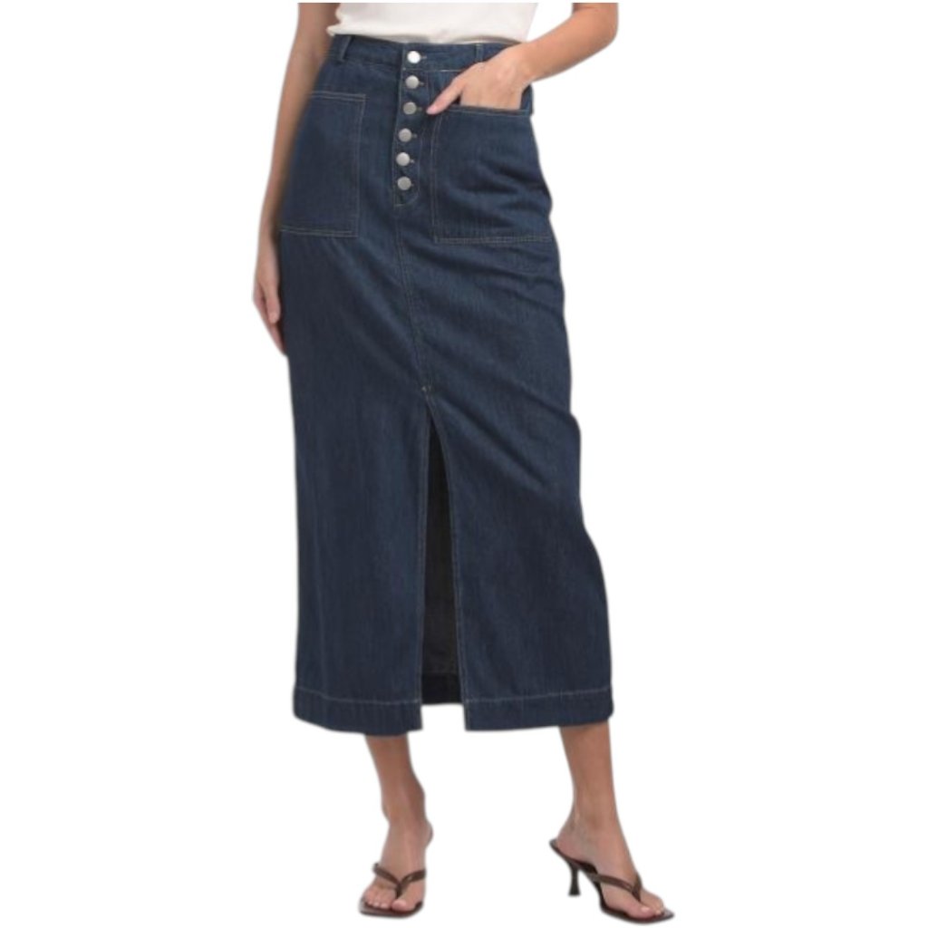 Moon River Denim Midi Skirt